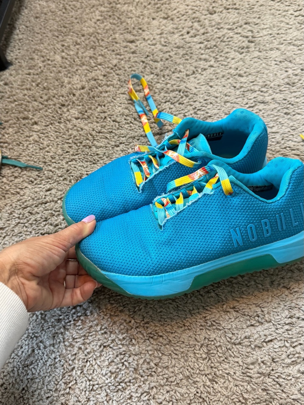 NOBULL Bright Blue Women's Sneakers with Multicolor Laces - Picture 4 of 5